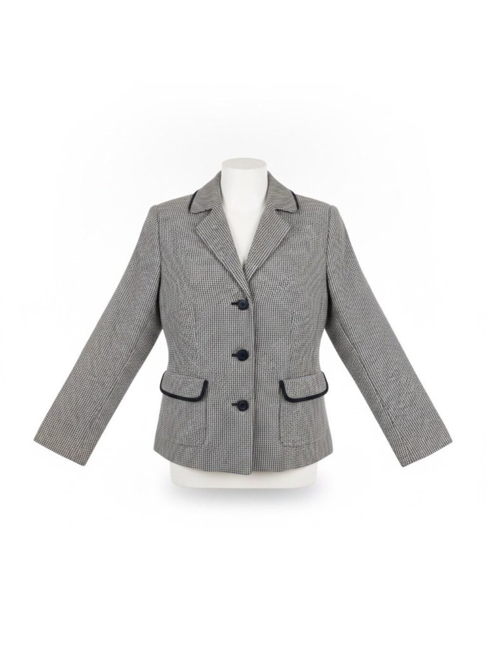 Ann Taylor Loft Womens Black & White Houndstooth Blazer Petite Size 6P